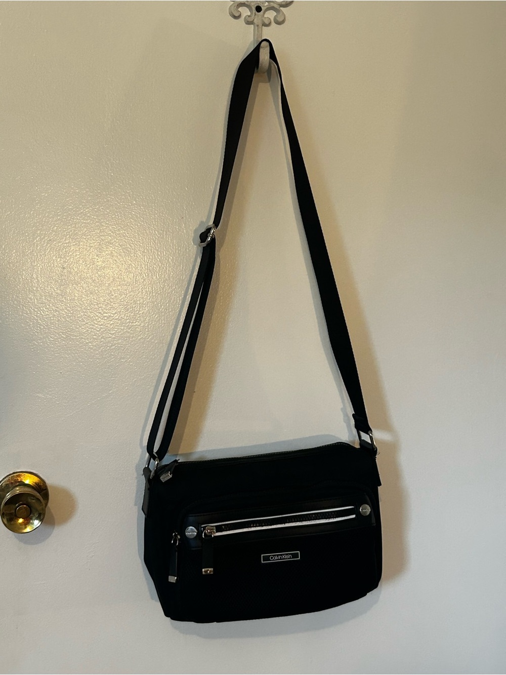 Calvin Klein Black Crossbody Sling Bag - Nylon / Mesh - Adjustable Strap - Multi